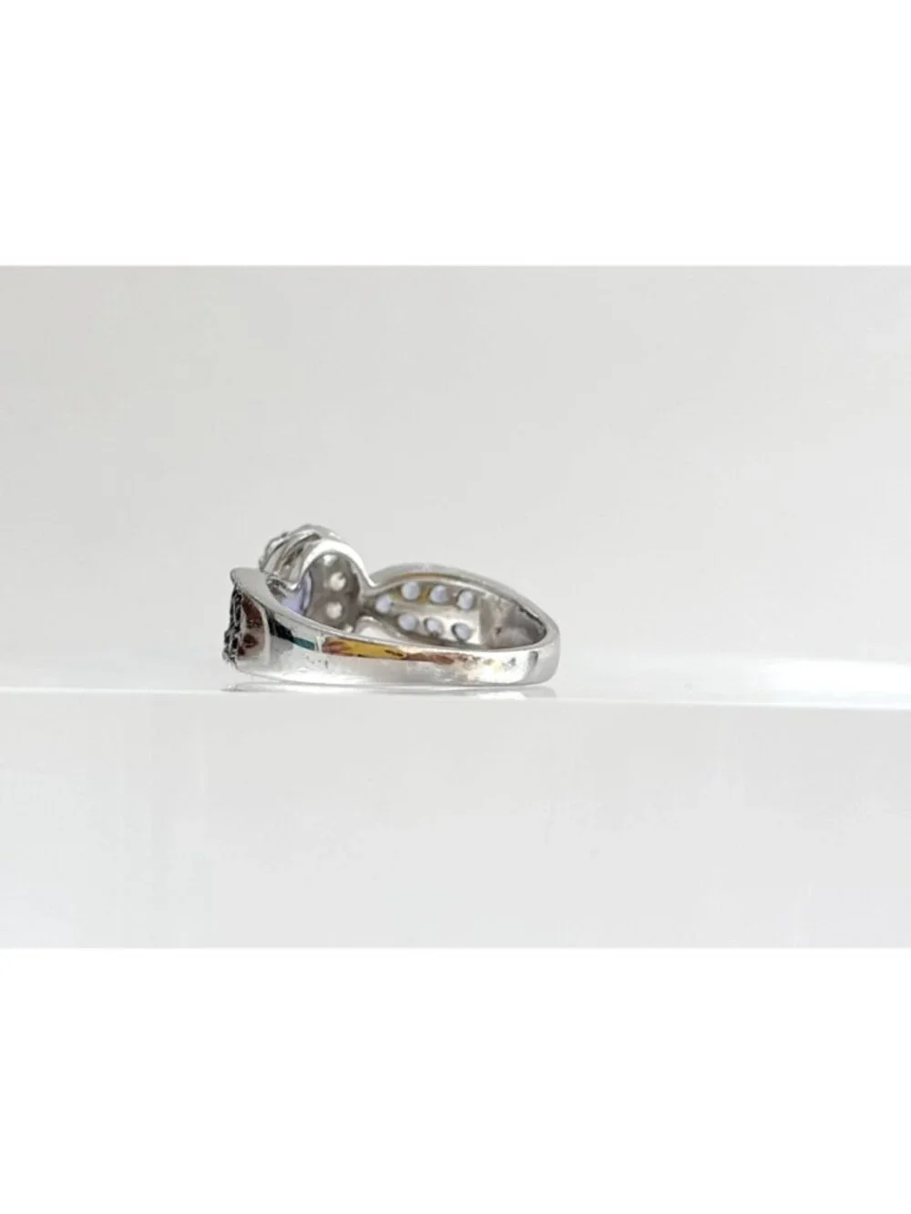 Tanzanite Gemstone Oval Cut Halo Style Sterling Silver 925 Vintage Ring - sz 8